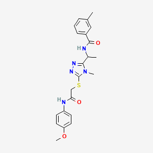 molecular formula C22H25N5O3S B4068828 N-{1-[5-({2-[(4-methoxyphenyl)amino]-2-oxoethyl}sulfanyl)-4-methyl-4H-1,2,4-triazol-3-yl]ethyl}-3-methylbenzamide 