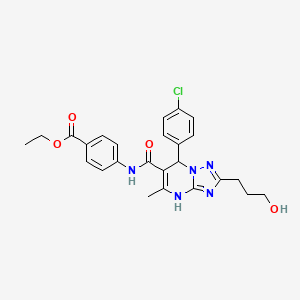 molecular formula C25H26ClN5O4 B4068989 Ethyl 4-[[7-(4-chlorophenyl)-2-(3-hydroxypropyl)-5-methyl-4,7-dihydro-[1,2,4]triazolo[1,5-a]pyrimidine-6-carbonyl]amino]benzoate 