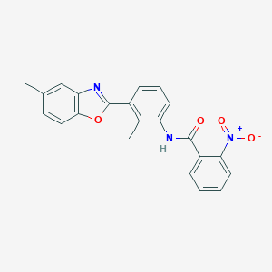 molecular formula C22H17N3O4 B406903 N-[2-methyl-3-(5-methyl-1,3-benzoxazol-2-yl)phenyl]-2-nitrobenzamide 