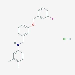 molecular formula C22H23ClFNO B4069104 N-[[3-[(3-fluorophenyl)methoxy]phenyl]methyl]-3,4-dimethylaniline;hydrochloride 
