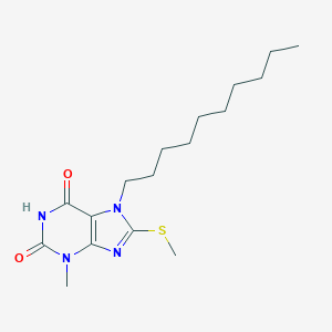 molecular formula C17H28N4O2S B406922 7-decyl-3-methyl-8-(methylsulfanyl)-3,7-dihydro-1H-purine-2,6-dione CAS No. 303969-25-7