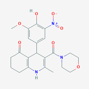 molecular formula C22H25N3O7 B4069245 4-(4-HYDROXY-3-METHOXY-5-NITROPHENYL)-2-METHYL-3-(MORPHOLINE-4-CARBONYL)-1,4,5,6,7,8-HEXAHYDROQUINOLIN-5-ONE 