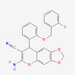 molecular formula C24H17FN2O4 B4069303 6-AMINO-8-{2-[(2-FLUOROPHENYL)METHOXY]PHENYL}-2H,8H-[1,3]DIOXOLO[4,5-G]CHROMENE-7-CARBONITRILE 