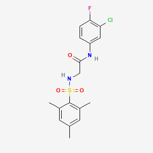 molecular formula C17H18ClFN2O3S B4069405 N-(3-chloro-4-fluorophenyl)-2-[(2,4,6-trimethylphenyl)sulfonylamino]acetamide 