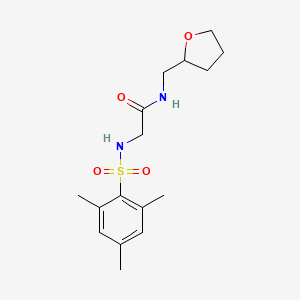 molecular formula C16H24N2O4S B4069549 N-(oxolan-2-ylmethyl)-2-[(2,4,6-trimethylphenyl)sulfonylamino]acetamide 