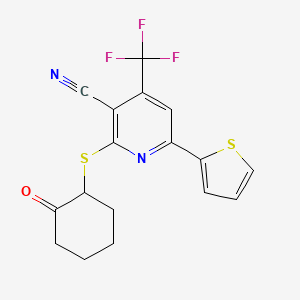 molecular formula C17H13F3N2OS2 B4069666 2-(2-Oxocyclohexyl)sulfanyl-6-thiophen-2-yl-4-(trifluoromethyl)pyridine-3-carbonitrile 