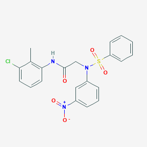 molecular formula C21H18ClN3O5S B406967 N-(3-chloro-2-methylphenyl)-2-[{3-nitrophenyl}(phenylsulfonyl)amino]acetamide 