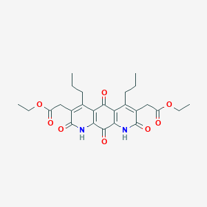 molecular formula C26H30N2O8 B040699 Ethyl 2-[3-(2-ethoxy-2-oxoethyl)-2,5,8,10-tetraoxo-4,6-dipropyl-1,9-dihydropyrido[3,2-g]quinolin-7-yl]acetate CAS No. 119623-87-9