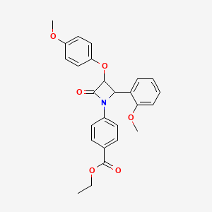 molecular formula C26H25NO6 B4069996 Ethyl 4-[3-(4-methoxyphenoxy)-2-(2-methoxyphenyl)-4-oxoazetidin-1-yl]benzoate 