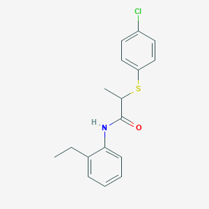molecular formula C17H18ClNOS B407007 2-[(4-chlorophenyl)sulfanyl]-N-(2-ethylphenyl)propanamide 