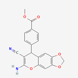 molecular formula C19H14N2O5 B4070116 METHYL 4-{6-AMINO-7-CYANO-2H,8H-[1,3]DIOXOLO[4,5-G]CHROMEN-8-YL}BENZOATE 