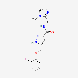 molecular formula C17H18FN5O2 B4070183 N-[(1-ethylimidazol-2-yl)methyl]-5-[(2-fluorophenoxy)methyl]-1H-pyrazole-3-carboxamide 