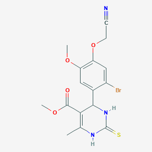 molecular formula C16H16BrN3O4S B4070330 methyl 4-[2-bromo-4-(cyanomethoxy)-5-methoxyphenyl]-6-methyl-2-sulfanylidene-3,4-dihydro-1H-pyrimidine-5-carboxylate 