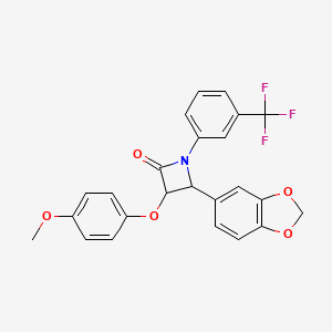 molecular formula C24H18F3NO5 B4070385 4-(1,3-Benzodioxol-5-yl)-3-(4-methoxyphenoxy)-1-[3-(trifluoromethyl)phenyl]azetidin-2-one 