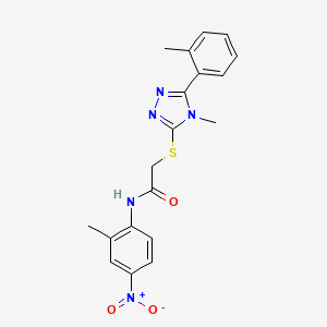 molecular formula C19H19N5O3S B4070403 2-{[4-methyl-5-(2-methylphenyl)-4H-1,2,4-triazol-3-yl]sulfanyl}-N-(2-methyl-4-nitrophenyl)acetamide 