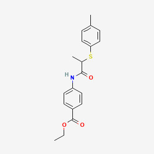 molecular formula C19H21NO3S B4070456 Ethyl 4-({2-[(4-methylphenyl)sulfanyl]propanoyl}amino)benzoate 