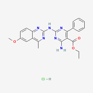 molecular formula C23H23ClN6O3 B4070515 Ethyl 4-amino-2-[(6-methoxy-4-methylquinazolin-2-yl)amino]-6-phenylpyrimidine-5-carboxylate;hydrochloride 