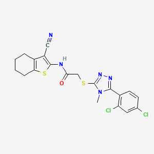 molecular formula C20H17Cl2N5OS2 B4070719 N-(3-cyano-4,5,6,7-tetrahydro-1-benzothiophen-2-yl)-2-{[5-(2,4-dichlorophenyl)-4-methyl-4H-1,2,4-triazol-3-yl]sulfanyl}acetamide 