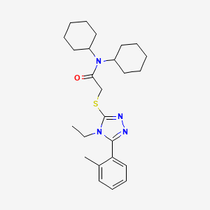 molecular formula C25H36N4OS B4070745 N,N-dicyclohexyl-2-{[4-ethyl-5-(2-methylphenyl)-4H-1,2,4-triazol-3-yl]sulfanyl}acetamide 