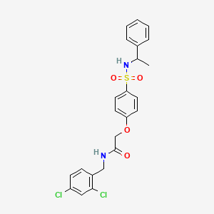 molecular formula C23H22Cl2N2O4S B4070808 N-[(2,4-dichlorophenyl)methyl]-2-[4-(1-phenylethylsulfamoyl)phenoxy]acetamide 