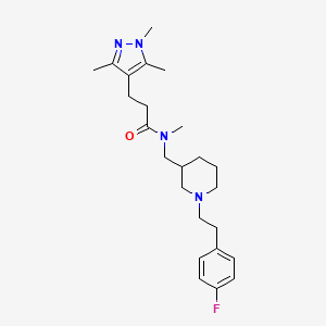 molecular formula C24H35FN4O B4070843 N-[[1-[2-(4-fluorophenyl)ethyl]piperidin-3-yl]methyl]-N-methyl-3-(1,3,5-trimethylpyrazol-4-yl)propanamide 