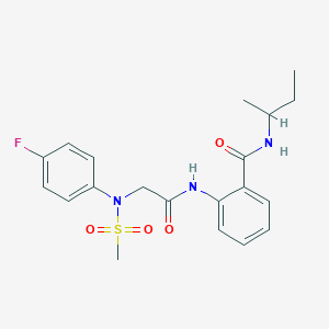 molecular formula C20H24FN3O4S B4070914 N-(sec-butyl)-2-{[N-(4-fluorophenyl)-N-(methylsulfonyl)glycyl]amino}benzamide 