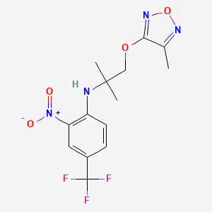 molecular formula C14H15F3N4O4 B4070918 N-{2-methyl-1-[(4-methyl-1,2,5-oxadiazol-3-yl)oxy]propan-2-yl}-2-nitro-4-(trifluoromethyl)aniline 
