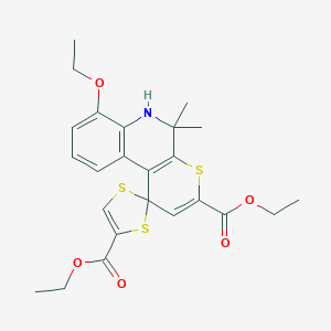molecular formula C24H27NO5S3 B407092 diethyl 7'-ethoxy-5',5'-dimethylspiro[1,3-dithiole-2,1'-6H-thiopyrano[2,3-c]quinoline]-3',4-dicarboxylate CAS No. 332043-56-8
