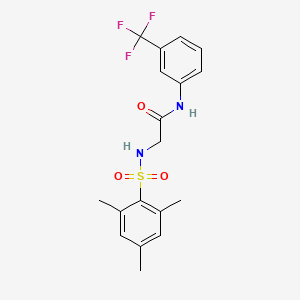 molecular formula C18H19F3N2O3S B4070942 N-[3-(trifluoromethyl)phenyl]-2-[(2,4,6-trimethylphenyl)sulfonylamino]acetamide 