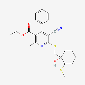 molecular formula C24H28N2O3S2 B4071163 Ethyl 5-cyano-6-[(1-hydroxy-2-methylsulfanylcyclohexyl)methylsulfanyl]-2-methyl-4-phenylpyridine-3-carboxylate 