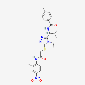 molecular formula C25H30N6O4S B4071172 N-[1-[4-ethyl-5-[2-(2-methyl-4-nitroanilino)-2-oxoethyl]sulfanyl-1,2,4-triazol-3-yl]-2-methylpropyl]-4-methylbenzamide 