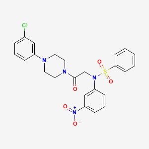 molecular formula C24H23ClN4O5S B4071224 N-[2-[4-(3-chlorophenyl)piperazin-1-yl]-2-oxoethyl]-N-(3-nitrophenyl)benzenesulfonamide 