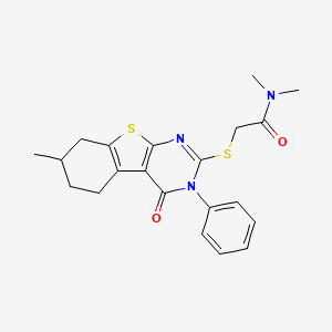 molecular formula C21H23N3O2S2 B4071333 N,N-dimethyl-2-[(7-methyl-4-oxo-3-phenyl-3,4,5,6,7,8-hexahydro[1]benzothieno[2,3-d]pyrimidin-2-yl)sulfanyl]acetamide 