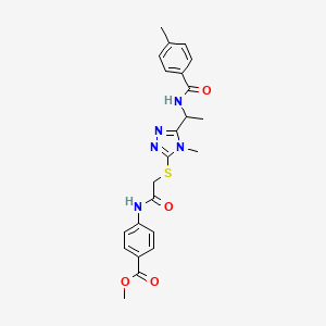 molecular formula C23H25N5O4S B4071346 methyl 4-[({[4-methyl-5-(1-{[(4-methylphenyl)carbonyl]amino}ethyl)-4H-1,2,4-triazol-3-yl]sulfanyl}acetyl)amino]benzoate 