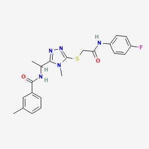 molecular formula C21H22FN5O2S B4071367 N-{1-[5-({2-[(4-fluorophenyl)amino]-2-oxoethyl}sulfanyl)-4-methyl-4H-1,2,4-triazol-3-yl]ethyl}-3-methylbenzamide 