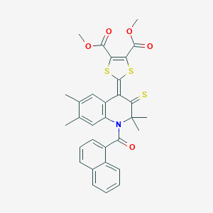 molecular formula C31H27NO5S3 B407138 DIMETHYL 2-[2,2,6,7-TETRAMETHYL-1-(1-NAPHTHYLCARBONYL)-3-THIOXO-2,3-DIHYDRO-4(1H)-QUINOLINYLIDEN]-1,3-DITHIOLE-4,5-DICARBOXYLATE 
