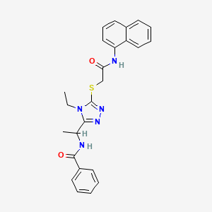molecular formula C25H25N5O2S B4071386 N-[1-(4-ethyl-5-{[2-(naphthalen-1-ylamino)-2-oxoethyl]sulfanyl}-4H-1,2,4-triazol-3-yl)ethyl]benzamide 