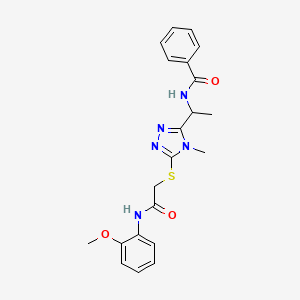 molecular formula C21H23N5O3S B4071394 N-{1-[5-({2-[(2-methoxyphenyl)amino]-2-oxoethyl}sulfanyl)-4-methyl-4H-1,2,4-triazol-3-yl]ethyl}benzamide 