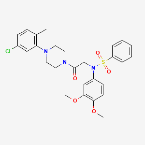 molecular formula C27H30ClN3O5S B4071449 N-[2-[4-(5-chloro-2-methylphenyl)piperazin-1-yl]-2-oxoethyl]-N-(3,4-dimethoxyphenyl)benzenesulfonamide 