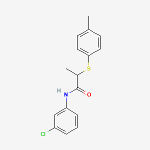 molecular formula C16H16ClNOS B4071542 N-(3-chlorophenyl)-2-[(4-methylphenyl)sulfanyl]propanamide 