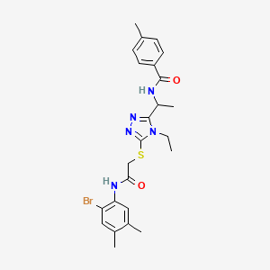 molecular formula C24H28BrN5O2S B4071574 N-{1-[5-({2-[(2-bromo-4,5-dimethylphenyl)amino]-2-oxoethyl}sulfanyl)-4-ethyl-4H-1,2,4-triazol-3-yl]ethyl}-4-methylbenzamide 