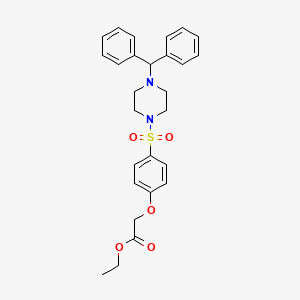 molecular formula C27H30N2O5S B4071642 Ethyl 2-[4-(4-benzhydrylpiperazin-1-yl)sulfonylphenoxy]acetate 