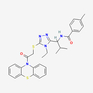 molecular formula C30H31N5O2S2 B4071654 N-[1-(4-ethyl-5-{[2-oxo-2-(10H-phenothiazin-10-yl)ethyl]sulfanyl}-4H-1,2,4-triazol-3-yl)-2-methylpropyl]-4-methylbenzamide 