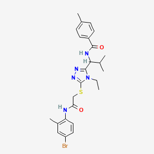 molecular formula C25H30BrN5O2S B4071732 N-{1-[5-({2-[(4-bromo-2-methylphenyl)amino]-2-oxoethyl}sulfanyl)-4-ethyl-4H-1,2,4-triazol-3-yl]-2-methylpropyl}-4-methylbenzamide 