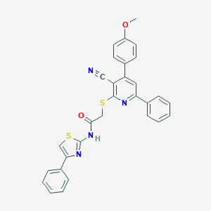 molecular formula C30H22N4O2S2 B407180 2-{[3-cyano-4-(4-methoxyphenyl)-6-phenyl-2-pyridinyl]sulfanyl}-N-(4-phenyl-1,3-thiazol-2-yl)acetamide 