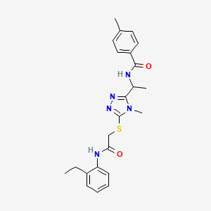 molecular formula C23H27N5O2S B4071890 N-[1-[5-[2-(2-ethylanilino)-2-oxoethyl]sulfanyl-4-methyl-1,2,4-triazol-3-yl]ethyl]-4-methylbenzamide 