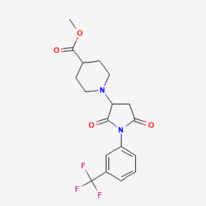 molecular formula C18H19F3N2O4 B4071929 Methyl 1-[2,5-dioxo-1-[3-(trifluoromethyl)phenyl]pyrrolidin-3-yl]piperidine-4-carboxylate 