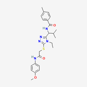 molecular formula C25H31N5O3S B4071944 N-[1-[4-ethyl-5-[2-(4-methoxyanilino)-2-oxoethyl]sulfanyl-1,2,4-triazol-3-yl]-2-methylpropyl]-4-methylbenzamide 