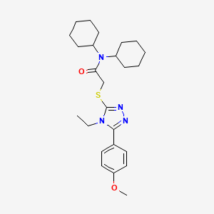 molecular formula C25H36N4O2S B4072063 N,N-dicyclohexyl-2-{[4-ethyl-5-(4-methoxyphenyl)-4H-1,2,4-triazol-3-yl]sulfanyl}acetamide 