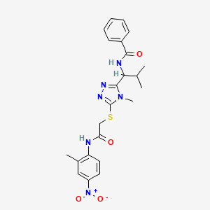 molecular formula C23H26N6O4S B4072110 N-{2-methyl-1-[4-methyl-5-({2-[(2-methyl-4-nitrophenyl)amino]-2-oxoethyl}sulfanyl)-4H-1,2,4-triazol-3-yl]propyl}benzamide 